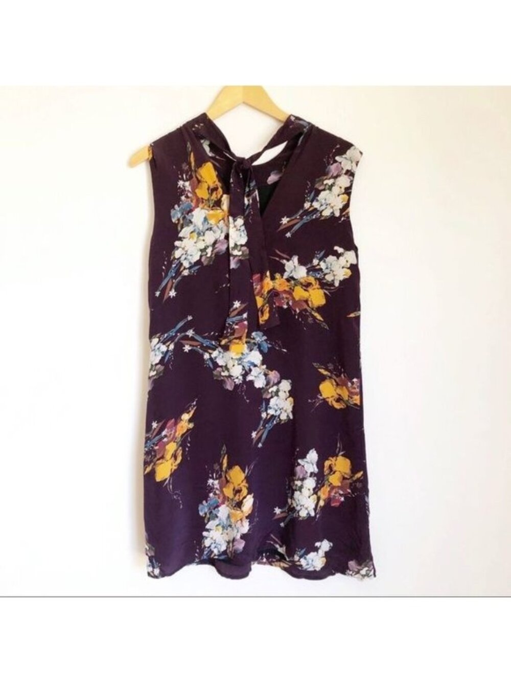 Amour Vert Tasmin 100% Silk Dress in burgundy Soirée floral size XSmall NEW